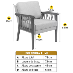 Kit 2 Poltronas Lumi Corda Náutica Madeira Maciça Moderna:courino - 5