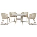 Ver imagem 1 de Mesa com 4 Cadeiras de Jantar Roma 100cm e Noronha em Aluminío Fendi Corda Nautica Estofado 6 Trama