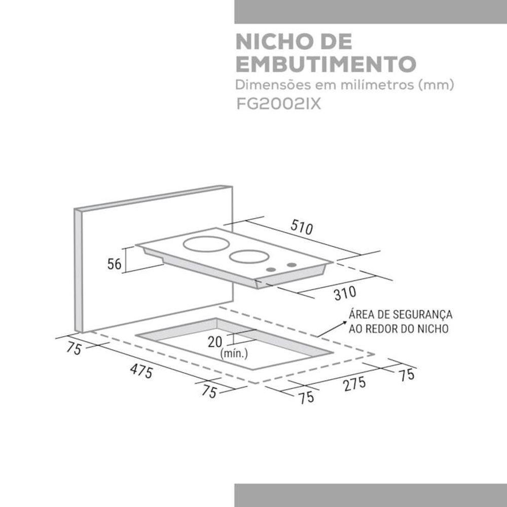 Fogão de Mesa Cooktop 2 Bocas Aço Inox À Gás Suggar Bivolt - 7