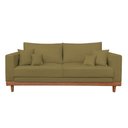 Ver imagem 4 de Sofá Living 3 Lugares Linho Resistente Madeira e Almofadas