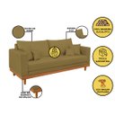 Ver imagem 2 de Sofá Living 3 Lugares Linho Resistente Madeira e Almofadas
