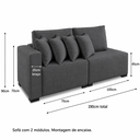 Ver imagem 4 de Sofá Toronto 1,90m Linho Cinza com Almofadas Decorativas - Conforto Premium - Braço Direito ou Esque