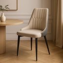 Ver imagem 5 de Kit 2 Cadeiras de Jantar Estofada Torino Design Italiano Costuras Geométricas Base em Metal - Bege-