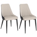Ver imagem 1 de Kit 2 Cadeiras de Jantar Estofada Torino Design Italiano Costuras Geométricas Base em Metal - Bege-