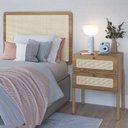 Ver imagem 2 de Cabeceira Solteiro 90cm e 1 Mesa Lateral 2 Gavetas Madeira Moss A03 Hanover Roble - Lyam Decor