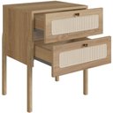 Ver imagem 4 de Cabeceira Solteiro 90cm e 1 Mesa Lateral 2 Gavetas Madeira Moss A03 Hanover Roble - Lyam Decor