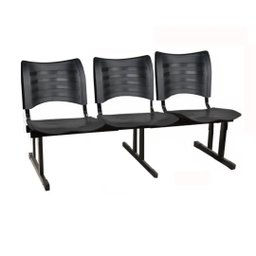 Cadeira para Escritorio 3 Lugares Salas Espera Recepção Cor Preta - 5