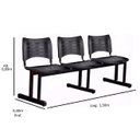 Ver imagem 3 de Cadeira para Escritorio 3 Lugares Salas Espera Recepção Cor Preta