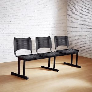 Cadeira para Escritorio 3 Lugares Salas Espera Recepção Cor Preta