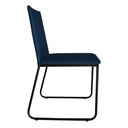 Ver imagem 3 de Kit 3 Cadeiras de Jantar Estofada Lille Base Preta Veludo Azul Marinho - Montanaris Decor