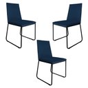 Ver imagem 1 de Kit 3 Cadeiras de Jantar Estofada Lille Base Preta Veludo Azul Marinho - Montanaris Decor