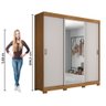 Guarda Roupas Casal Porta com Espelho 3 Portas de Correr 4 Gavetas Áustria Notável - 5