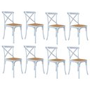 Ver imagem 1 de Kit 8 Cadeiras Jantar Cross Katrina em Aço Assento Bege para Mesa Sala Cozinha Gourmet-branco/bege