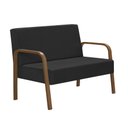 Ver imagem 1 de Poltrona 2 Lugares Jade Braço Madeira D Salla Suede Preto