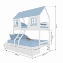 Ver imagem 3 de Beliche Casal/ Solteiro Casinha Encantada com 02 Gavetas Madeira Maciça Branco/ Azul Housin