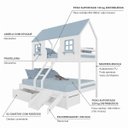 Ver imagem 4 de Beliche Casal/ Solteiro Casinha Encantada com 02 Gavetas Madeira Maciça Branco/ Azul Housin