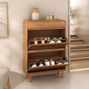 Ver imagem 3 de Sapateira Grande Alta 18 Pares de Madeira Organizadora Freijó Nael Idimex