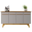 Ver imagem 6 de Buffet Aparador Sala de Estar 160cm 4 Portas Opala Cinamomo/off - Bechara
