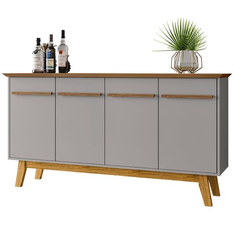 Buffet Aparador Sala de Estar 160cm 4 Portas Opala Cinamomo/off - Bechara