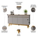 Ver imagem 3 de Buffet Aparador Sala de Estar 160cm 4 Portas Opala Cinamomo/off - Bechara