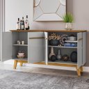 Ver imagem 5 de Buffet Aparador Sala de Estar 160cm 4 Portas Opala Cinamomo/off - Bechara