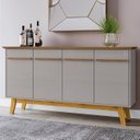 Ver imagem 2 de Buffet Aparador Sala de Estar 160cm 4 Portas Opala Cinamomo/off - Bechara