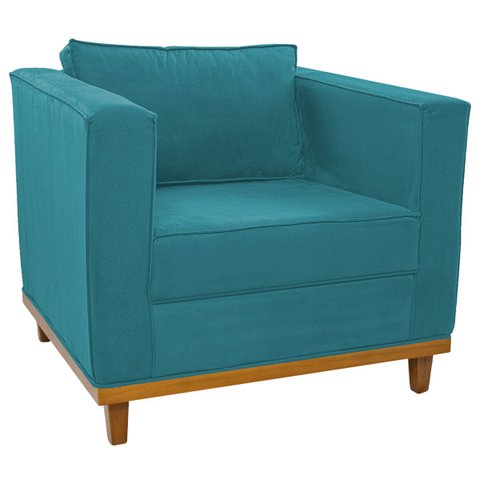 Poltrona Decorativa Europa Suede Doce Sonho Móveis - Azul Turquesa