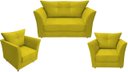 Ver imagem 1 de Kit Namoradeira + 2 Poltronas Decorativa Isis Couro Amarelo Pés Madeira Ms Decor