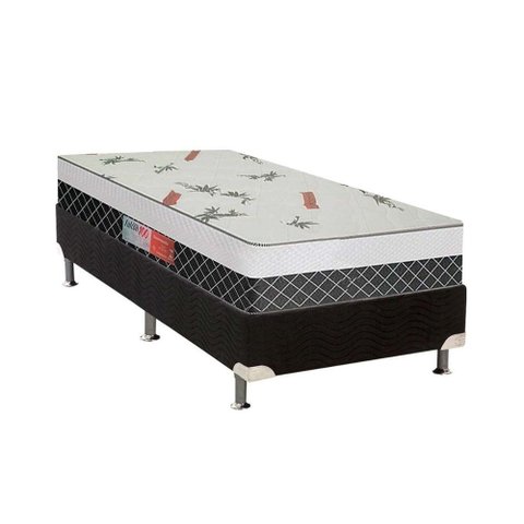 Cama Box Solteiro: Colchão Anatômico Plumatex D28 Falcon Ultra Firme + Base CRC Suede Black(88x188