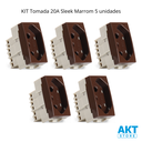 Ver imagem 2 de Kit 5 Módulo Tomada Sleek Marrom 2p+t 20a Margirius Cor:marrom
