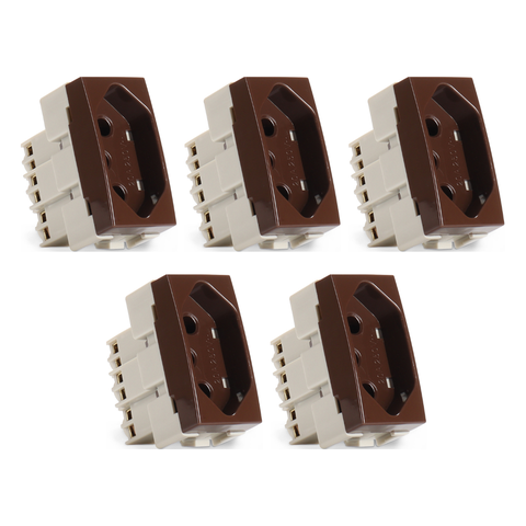 Kit 5 Módulo Tomada Sleek Marrom 2p+t 20a Margirius Cor:marrom
