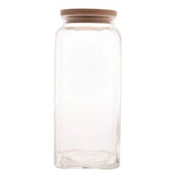 Pote de Vidro Com Tampa de Madeira 1,8 Litros Lyor - 1