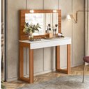 Ver imagem 1 de Penteadeira Camarim Gala com Espelho 1 Gaveta Cinamomo e Branco