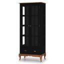 Ver imagem 1 de Cristaleira 2 Portas e Laterais em Vidro 3 Prateleiras 1 Gaveta 60808 Hannover - Preto/imbuia Glazer