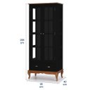 Ver imagem 4 de Cristaleira 2 Portas e Laterais em Vidro 3 Prateleiras 1 Gaveta 60808 Hannover - Preto/imbuia Glazer