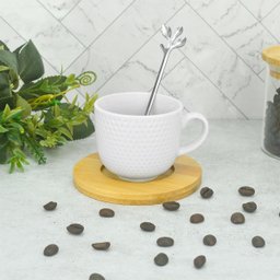 Kit 6 Xícaras de Porcelana com Pires de Bambu 100ml - 2