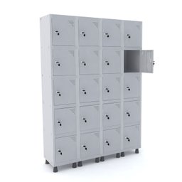 ROUPEIRO DE AÇO 4M 20 PORTAS FECHADURA PANDIN - CINZA - 1