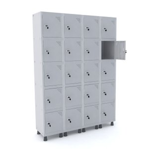 ROUPEIRO DE AÇO 4M 20 PORTAS FECHADURA PANDIN - CINZA