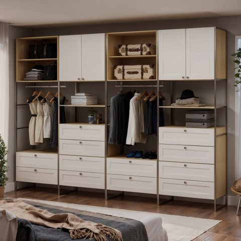 Closet 4 Portas 12 Gavetas Infinity Savana/Branco
