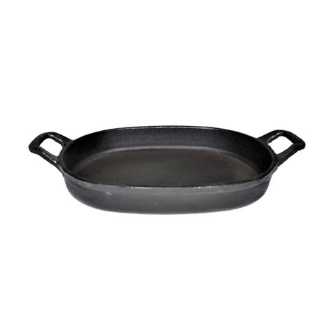 Assadeira Ferro Fundido Lisa Oval Alça Ferro ST 35x24cm