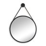 Espelho Redondo Decorativo Adnet 80 cm Preto com Moldura e Suporte em Alumínio e Alça em Couro Ecoló - 1