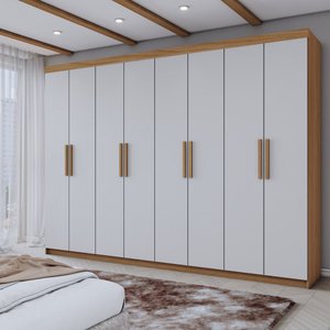 Guarda-roupa Casal Aurora 8 Portas 4 Gavetas Marrocos/off White - Panorama Móveis