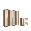 Ver imagem 1 de Kit Roupeiro 6 Portas Espelho e Cômoda Sumaré Jatoba Areia