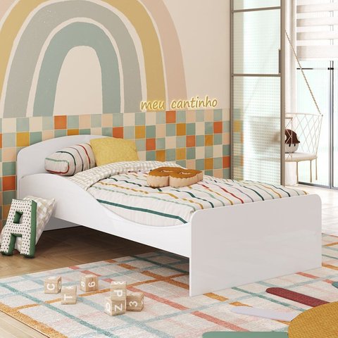 Cama Infantil 100% MDF Lola Espresso Móveis Branco/Brilho