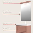 Ver imagem 5 de Gabinete para Banheiro com Cuba e Espelho Redondo 60cm Retro Mdf Branco Milano - On Móveis