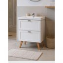 Ver mais imagens de Gabinete para Banheiro com Cuba e Espelho Redondo 60cm Retro Mdf Branco Milano - On Móveis
