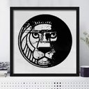 Ver imagem 1 de Quadro Decorativo Quadrado Símbolo Leão Preto e Branco-24x34Cm