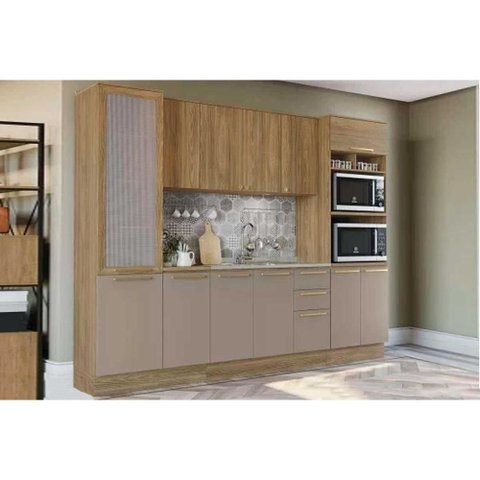 Kit Cozinha Modulada 7 Peças Botanic 2 Aéreos + 2 Balcões+ 2 Paneleiros + 1 Complemento sem Pia
