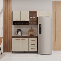 Cozinha Modulada Compacta Fidelitá Lisboa 3 Peças 190cm 7 Portas 3 Gavetas com Tampo - 1