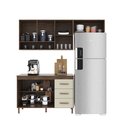 Ver imagem 3 de Armário de Cozinha Modulada Compacta Fidelitá Lisboa 3 Peças 190cm 7 Portas 3 Gavetas com Tampo